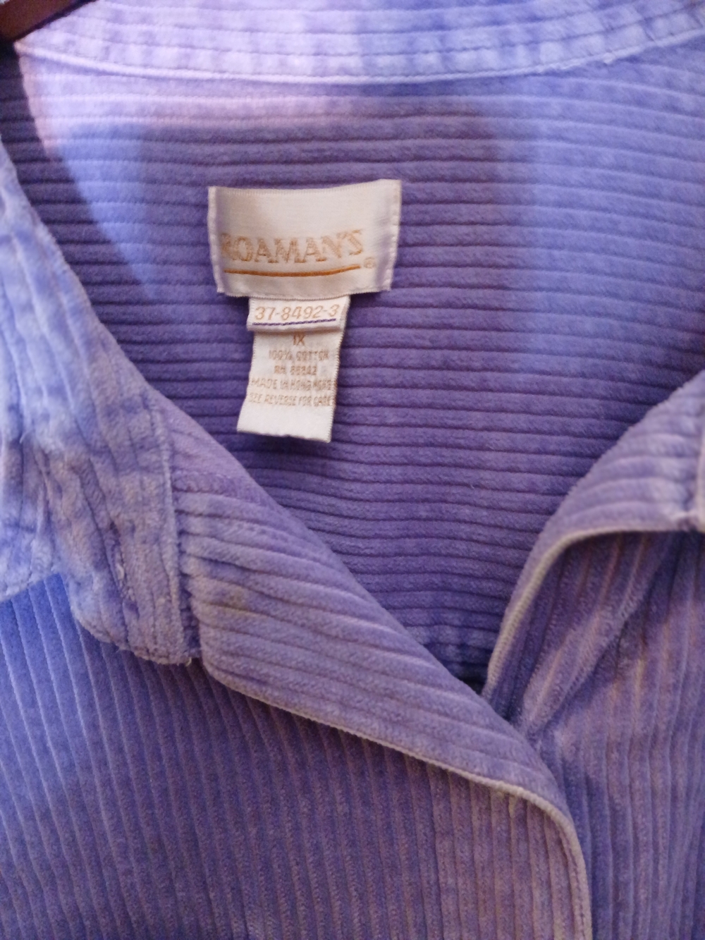 Roaman's Lavender Corduroy Button-Front Shirt Jacket